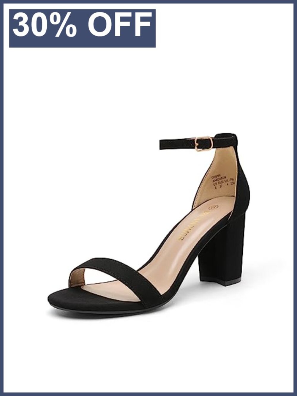 Women's Suede Block Heel Sandals 3-Inch Ankle Strap Cushioned Summer Heels